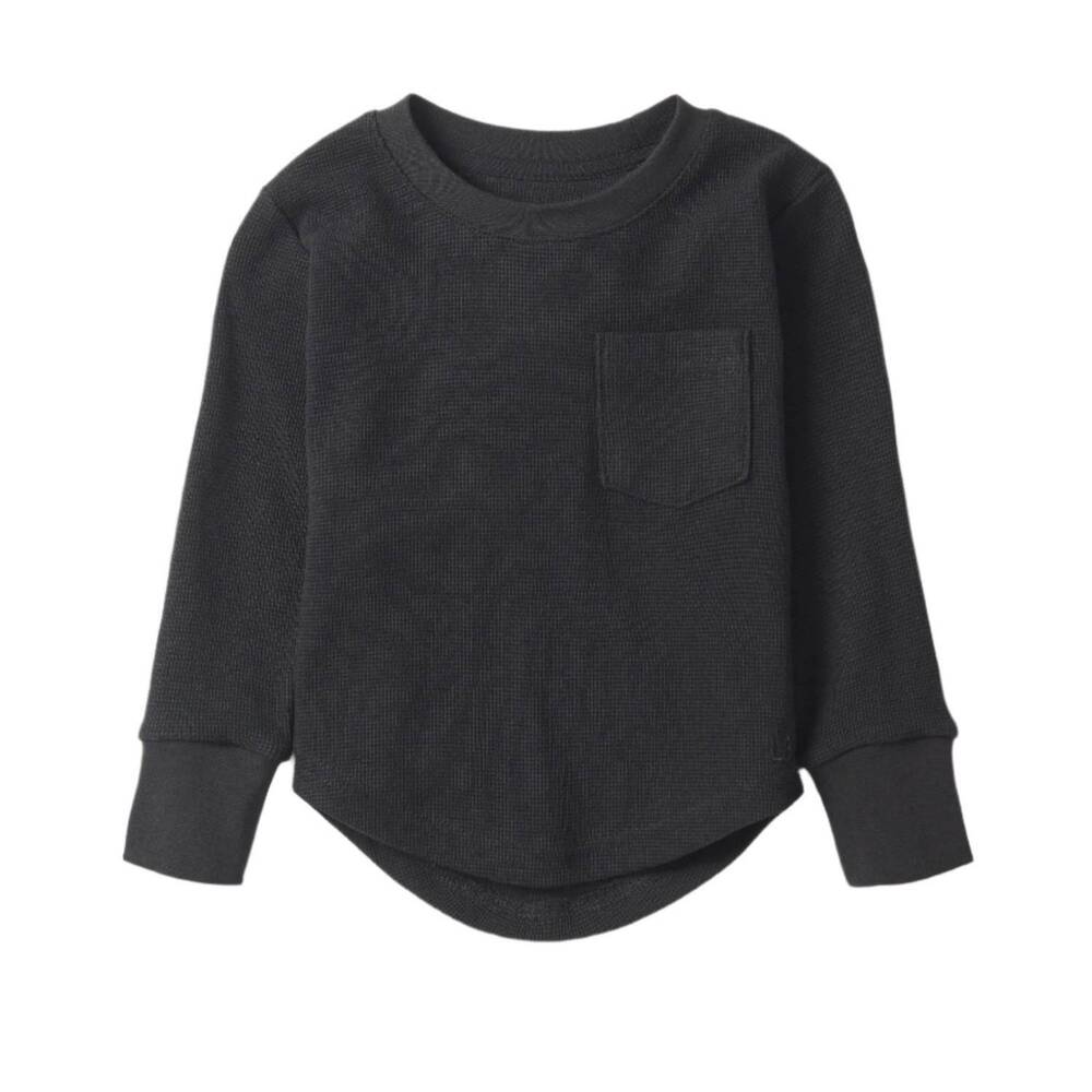 NEW LITTLE BIPSY kids waffle top in black